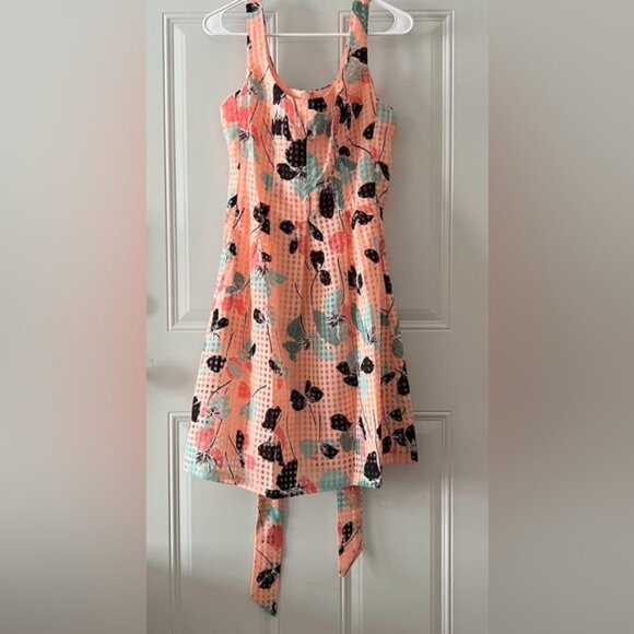 NWT ANNE‎ KLEIN Fit & Flare Topstitch Pleated Lined Mini Floral Dress Size 2 - Picture 1 of 9